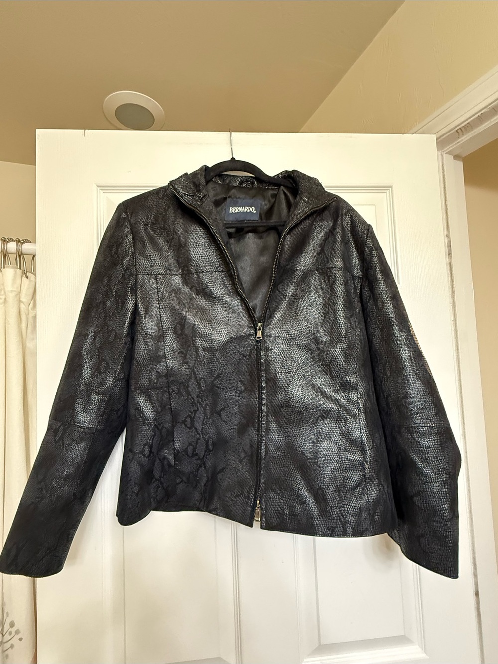 Bernardo Black Faux-Snakeskin Zip Jacket